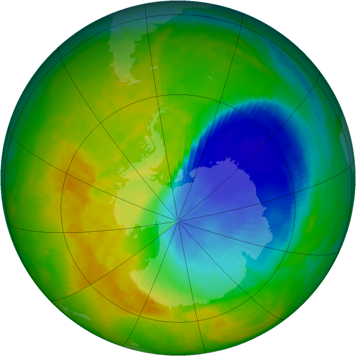 Antarctic ozone map for 06 November 2000